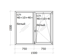 Окно Veka Proline ( четырехкамерный  профиль ) 1500 x 1500 мм с/п 4б+10+4б+10+4и